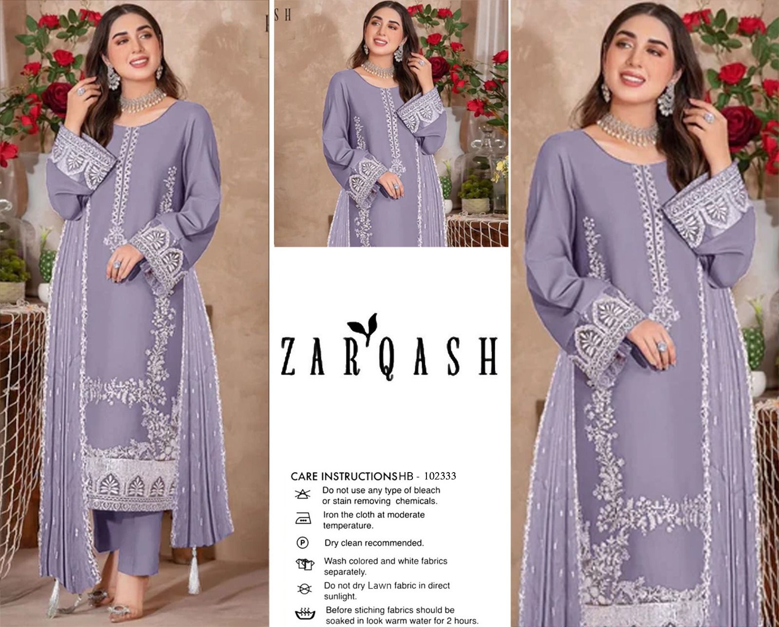 ZARQASH Embroidery Dress With Dupatta Unstitched